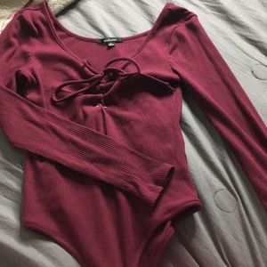 Burgundy ❤️ lace up Bodysuit